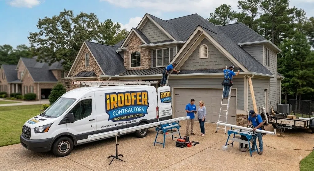 Seamless gutter installation on a Dallas, GA home